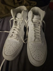 Size 12 - Nike Court Vision Next Nature Mid White Black - Picture 1 of 8