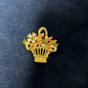 Broche cesta flores vintage - Imagen 1 de 2