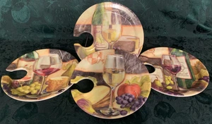 Evergreen Wine Appetizer/Dessert Plates Set of 4 (2 Red, 2 White Wine Design) - Picture 1 of 6