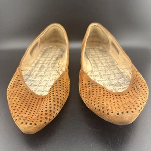 VIONIC Pointed Toe Posey Perforated Suede Comfort Flats Sz 8 Cognac Brown Suede - Picture 1 of 10
