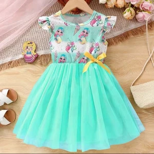 Los Angeles Boutique Girls Ice Cream Mermaid Watercolor Tutu Dress Ruffle 4-5 XS - Picture 1 of 16