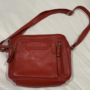 FUTURA LEATHER SHOULDER CROSS BODY BAG RED EXC COND - Picture 1 of 17