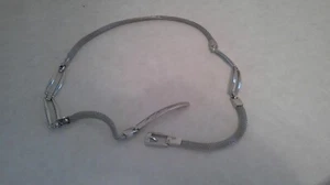 34" Mesh Vintage Thin Silver Belt with Alternating Chains - Picture 1 of 2