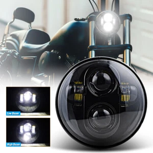 Black 5-3/4" 5.75 inch LED Headlight Projector Hi/Lo Sealed Beam For Motorcycle - Picture 1 of 8