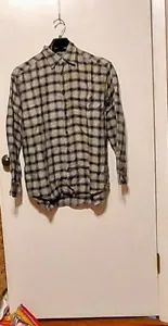 Banana Repulbic 100% Irish Linen Mens Shirt Plaid Long Sleeve Sz M Button Down - Picture 1 of 8