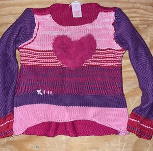 Girls Pink And Purple Heart Sweater-4T - Picture 1 of 2