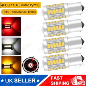 4Pcs 581 Bau15s Py21w 1156 Led Indicator Signal Light Bulbs White Red Amber Lamp - Picture 1 of 16