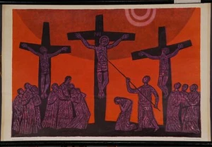 Wall Chart Vintage Mural New Testament Bible Passage Jesus Crucifixion - Picture 1 of 1