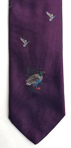Polo by Ralph Lauren orig. vintage tie 100% silk knitted purple ducks - Picture 1 of 4