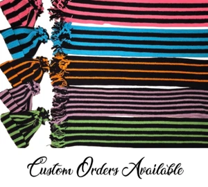 Handmade Crochet Bright Striped Beanie & Scarf Sets - Picture 1 of 8