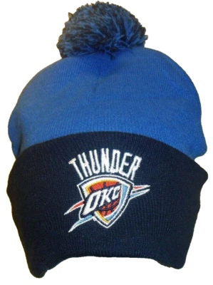 Oklahoma City Thunder Mens Beanie Pom Winter Hat Cap New Tags Nba Basketball - Image 1 of 2
