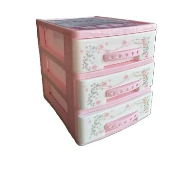 Mini 3 Drawer Organizer Floral Desk Office Make up Jewelry 7 x 5 x6 Storage Bins - Image 1 of 4