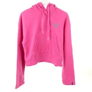 TRUE RELIGION Hoodie Crop Hooded Sweatshirt Pink Size S 36  - Picture 1 of 3