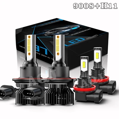 4pcs 9008 H11 LED Headlights + Fog Light Bulbs Kit For Pontiac Torrent 2006-2009 Foto 1 de 4