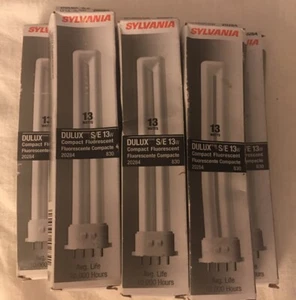 (7) Sylvania 13W Compact Fluorescent Light Bulbs Lamp Tube CFL DULUX S/E 20284 - Picture 1 of 3