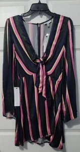 Topshop mini dress 2 flare sleeve striped front knot size 6 $85 retail - Picture 1 of 5
