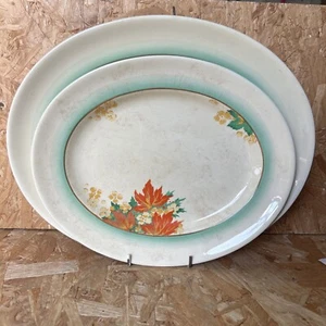 2 x Vintage Art Deco Royal Doulton Maple D5302 Serving Meat Platter 33cm & 28cm - Picture 1 of 9
