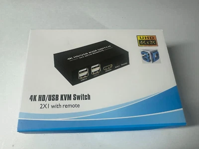 4K HD USB KVM Switch 2X1 with Remote New - Image 1 of 2