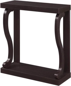 Small Modern Narrow Console Table Hall Accent Display Entryway Brown Wood Slim - Picture 1 of 4