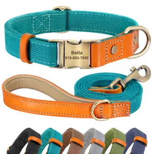 Juego de collar y correa de nailon personalizados para perros grabados ajustables para mascotas - Imagen 1 de 18