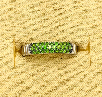 JTV BBJ Green Chrome Diopside Rhodium over Sterling Silver Ring .42ctw Chic Boho - Image 1 of 4