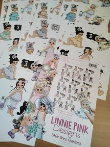 16 Sheets Of LINNIE PINK DESIGNS, A4 Paper Pack. 2 Sheets Missing.  - Picture 1 of 4