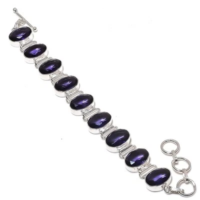 Afrikanischer Amethyst Edelstein Armband ovale Form einzigartig verstellbar K... - Bild 1 von 4