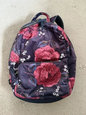 Cath Kidston Jacquard Black Red Rose Velvet Backpack Rucksack - Image 1 of 4