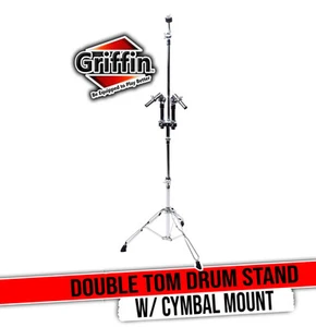 Double Tom Drum Stand with Cymbal Arm by GRIFFIN | Drummers Percussion Set - Picture 1 of 12