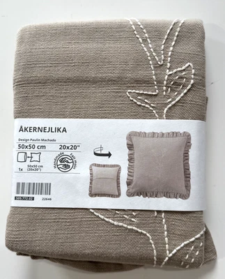 IKEA AKERNEJLIKA Pillow Cushion Cover Beige/embroidery  20x20" Ruffles Floral - Image 1 of 4