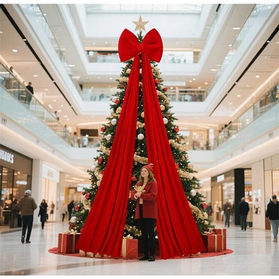 1x Noël Arbre Ornement Grand Noeud Haut Décoration Tenture Artisanat - Photo 1/4