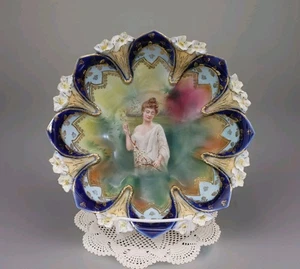 R.S. Prussia 10 ¼” Spring Season Cobalt Bowl - Picture 1 of 6