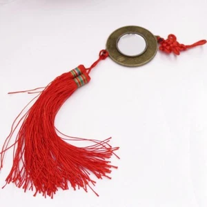 Espejo PaKua BaGua rojo nudo chino Fengshui 12 espejo de vidrio zodiaco diámetro 50 mm - Imagen 1 de 3