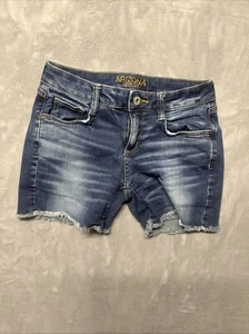 Distressed Denim Jean Shorts Sz 3 Raw Hem Frayed Cutoff Grunge Y2K Americana - Picture 1 of 11