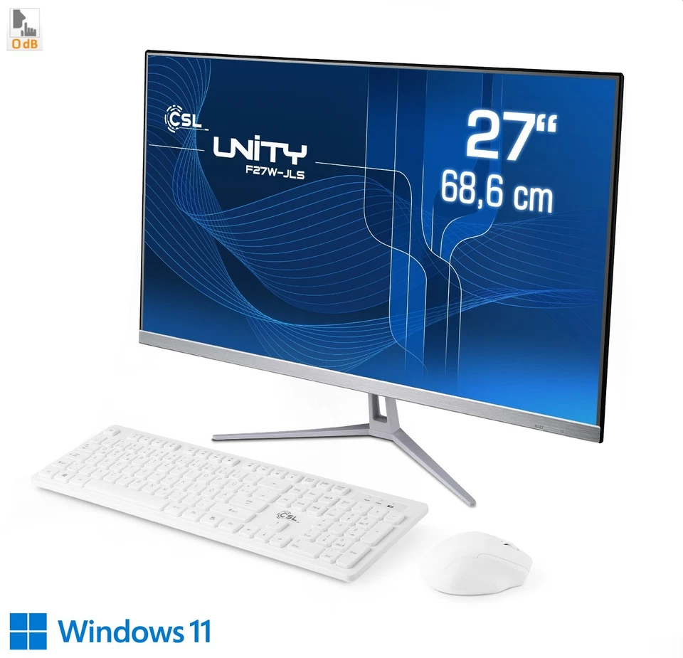 All-In-One-PC Weiß 27" Windows 11 Computer schlank & lautlos 512GB SSD 16GB RAM - Bild 1 von 4