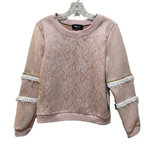 Alice Blue Floral Lace Pullover Sweatshirt Top Blush Pink Size Small - Picture 1 of 9