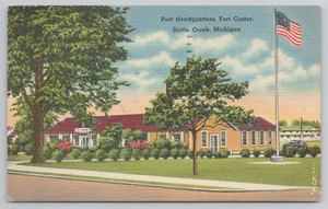 Battle Creek MI U.S. Army, Post Headquarters, Fort Custer Michigan Postcard - Picture 1 of 5