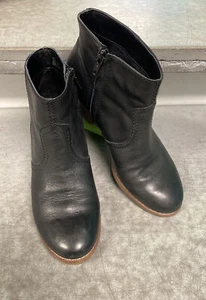 Crown Vintage Black Leather Ankle Booties Block Heel Women’s Size 6.5* - Picture 1 of 9