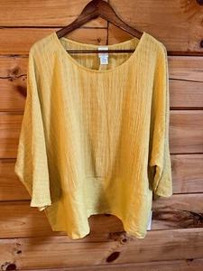 Joie NWT Women Top Shirt Blouse Linen Cotton Contrast Gauze Lagenlook Plus Sz 1X - Picture 1 of 13