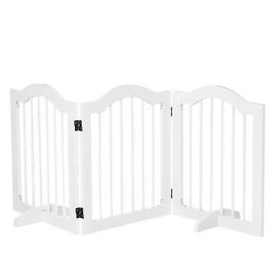 PawHut Freestanding Pet Gate Safety Barrier 3 Pannel W/ Support Feet White • 53.01€