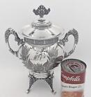 MONUMENTAL VICTORIAN ANTIQUE SILVER PLATE AESTHETIC COVERED SUGAR TEA CADDY