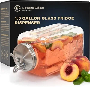 Glass Beverage Dispenser for Parties - 100% Leakproof Stainless Steel Spigot - Picture 1 of 9