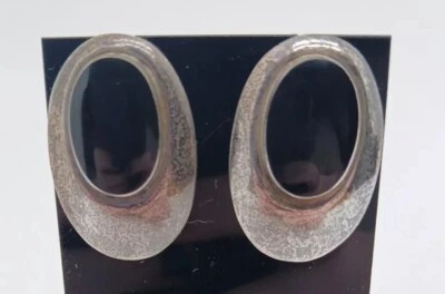 Aretes grandes de plata de ley ovalados de ónix negro Southwest Foto 1 de 4