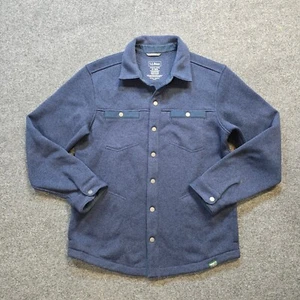 LL Bean Shirt Mens Size Medium Blue Sweater Fleece Jac Snap Button Heavy Casual - Picture 1 of 11