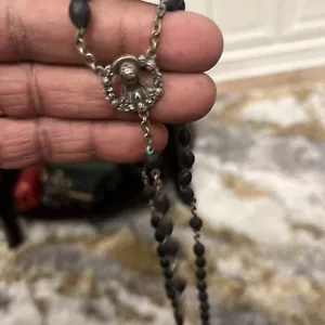 Vintage Black Bead Sterling Silver Component Rosary - Picture 1 of 4