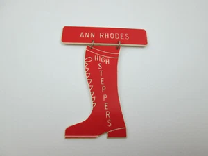 Vintage High Steppers Restaurant Name Tag Ann Rhodes Cowboy Boots Line Dancing  - Picture 1 of 9