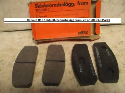 Renault R16 1966-68, Front brake pads, ch no. 50163-335703 # FDB-31 - image 1 of 2