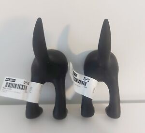 Ikea Bastis Dogs Tail Hooks New 2 x Black Wall Hanger No Screw