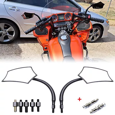 Black Motorcycle Mirrors Rearview For Kawasaki Vulcan 1700 Vaquero Vulcan 500 - Image 1 of 4