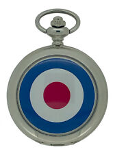 New RAF Roundel Silver Tone Quartz Pocket Watch And Chain by WESTIME